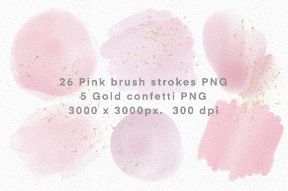26 Pink Watercolor Brush Strokes