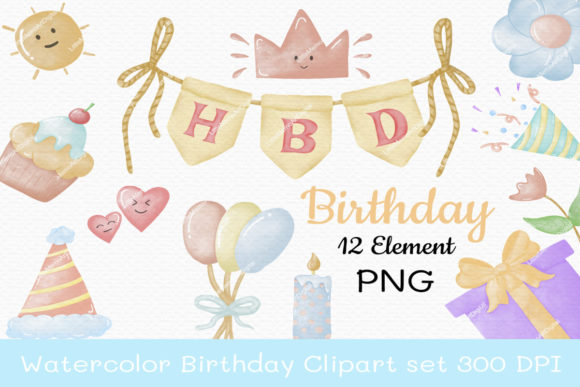 Birthday Watercolor Illustrations