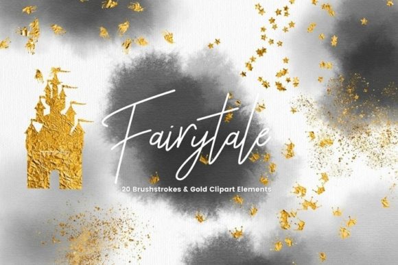 Black and Gold Watercolour Fairytale Illustrations