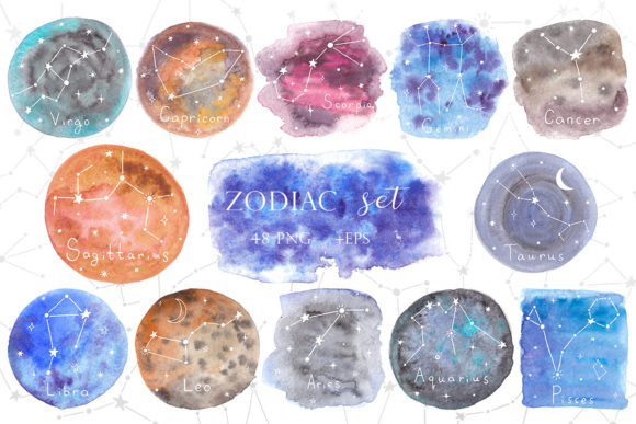 Constellations of the Zodiacs Celestial Illustrations