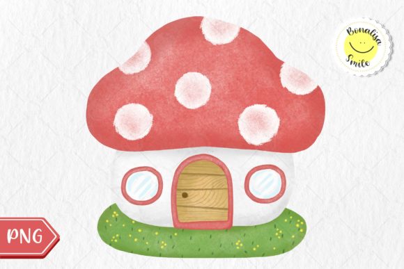 🍄Cute Mushroom Gnome House Watercolor Illustrations