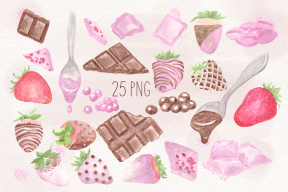 Illustration Strawberries in Chocolate