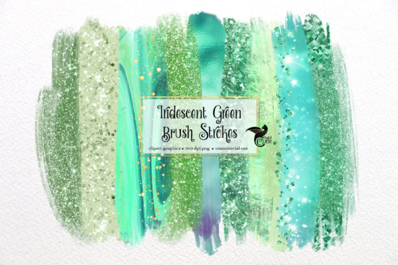 Iridescent Green Brush Strokes Clipart