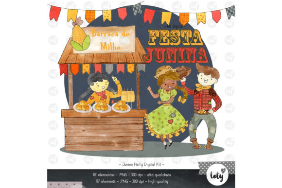 Junine Party Watercolor Set and Illustrations