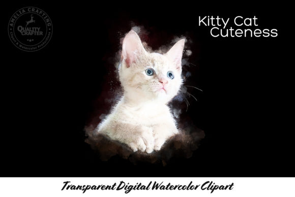 Kitty Cat Cuteness Watercolor Clipart & Illustrations