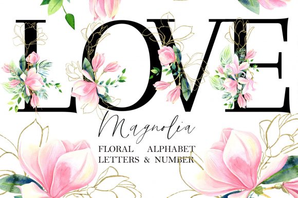 Magnolia Floral Alphabet and Illustrations