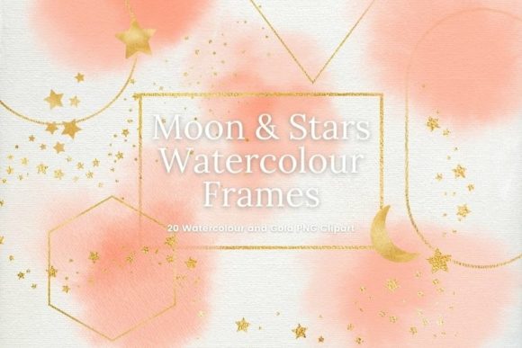 Orange Watercolour and Gold Frames Illustrations