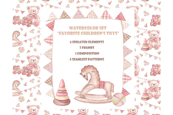 Retro Baby Nursery Clipart. Illustrations