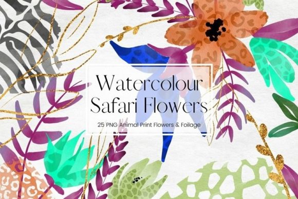 Safari Watercolour Flower Clipart and Illustrations
