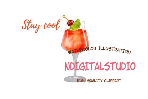 Stay Cool Watercolor Cocktail Illustrations