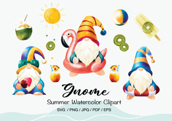 Summer Gnome Watercolor Illustrations