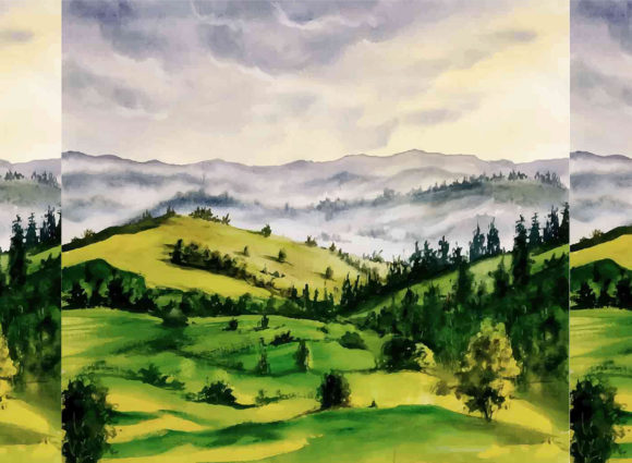 Watercolor Beautiful Mountain Landscape Illustrations