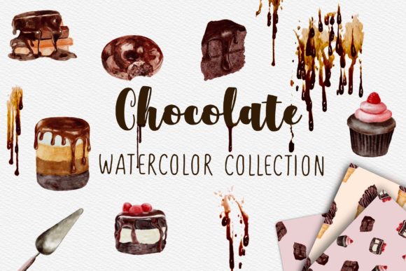 Watercolor Chocolate Set. Illustrations