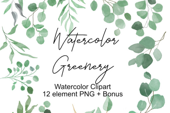 Watercolor Clipart Greenery Illustrations