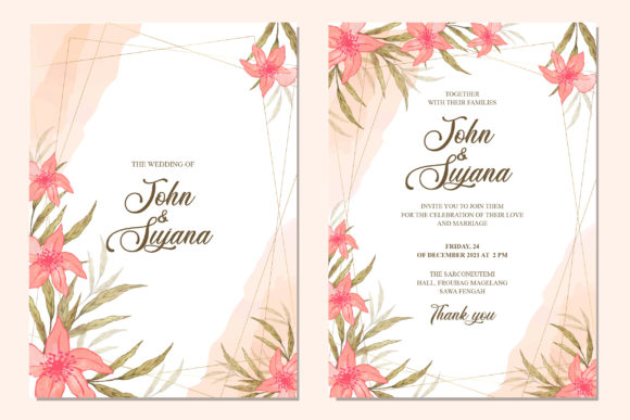 Watercolor Elegant Floral Invitation Illustrations