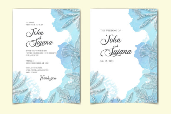 Watercolor Elegant Pink Invitation Cards and Illustrations