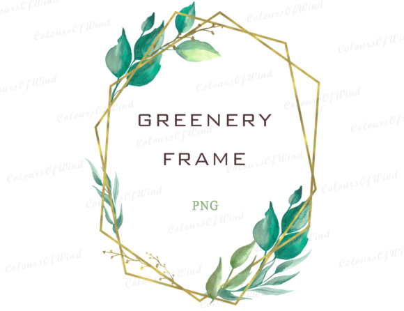 Watercolor Greenery Wedding Frame PNG