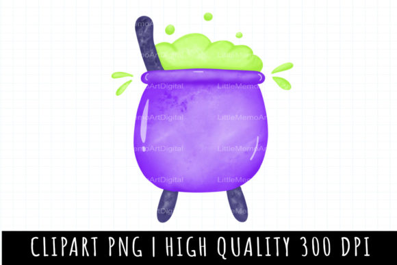 Watercolor Halloween Pot Clipart and Illustrations