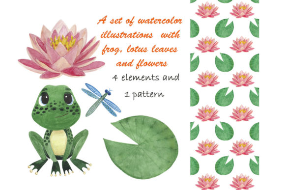 Watercolor Illustrations with Lotus