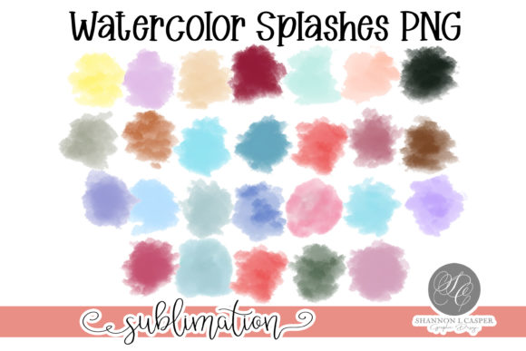 Watercolor PNG Splash Bundle & Illustrations