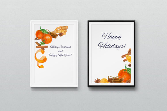 Watercolor Tangerine Christmas Spice Illustrations