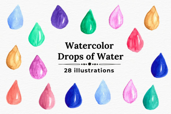 Watercolor Water Drops Illustrations